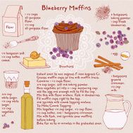 Food illustrations collection food ingredients blueberry muffins recipe N2