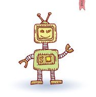 Doodle Robot cartoon vector illustration N49