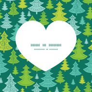 Vector holiday christmas trees heart silhouette pattern frame N2