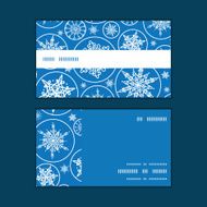 Vector falling snowflakes horizontal stripe frame pattern business cards set N2