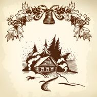 Christmas wreath and house N2