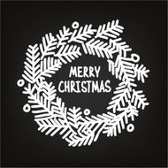 Hand drawn Christmas doodle wreath blackboard