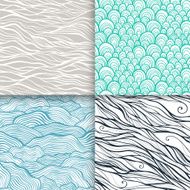 Neutral hand drawn doodle seamless patterns set