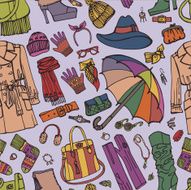 Coat and clothing accessories in seamless pattern Woman fasion N2