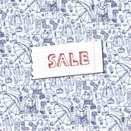 Females outerwear accessories sale background Sketchy notepaper