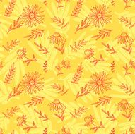 Yellow Doodle Daisies Floral pattern