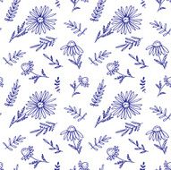 Blue Doodle Daisies Floral pattern