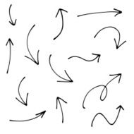 Set of Doodle Sketch arrows pointers