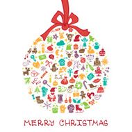 Christmas new year icons in ball round shape Doodles N2