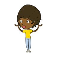 cartoon woman raising hands in air N30