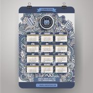 Doodles cartoon city Calendar 2015 year N2