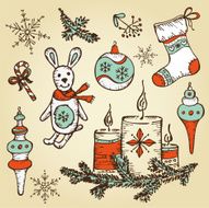 Vector set Christmas decorations N4