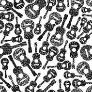 Acoustic guitars music theme background seamless pattern
