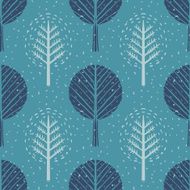 Seamless pattern with winter trees and snow