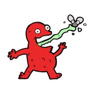 cartoon frog catching fly N22