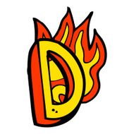 cartoon flaming letter N115
