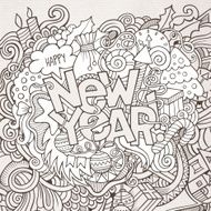 New year hand lettering and doodles elements background N9