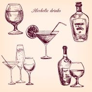 set of alcohol drinks