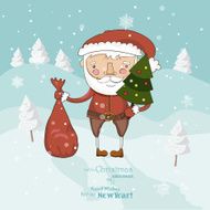 Christmas card with Santa klaus