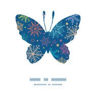 Vector colorful doodle snowflakes butterfly silhouette pattern frame