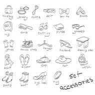 hand drawn set of accessories doodles