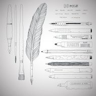 doodle style stationery and drawing tools