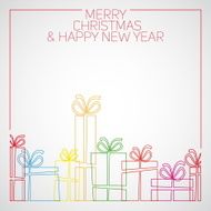 Vector simple line drawing christmas card