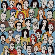 Seamless pattern with unrecognizable people faces