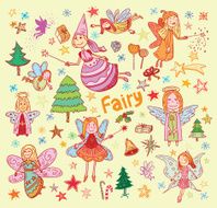 doodle of fairies and angels vector illustration N2