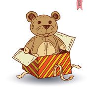 teddy bear christmas gift in box vector illustration N2