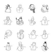 snowman doodle collection vector illustration