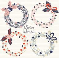 Festive wreaths Vector set