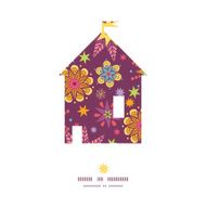 Vector colorful stars house silhouette pattern frame