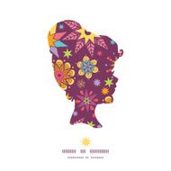 Vector colorful stars girl portrait silhouette pattern frame