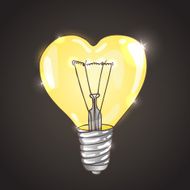 Heart shape bulb - hand drawn illustration