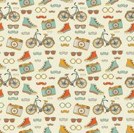 Hipster Doodles Seamless Pattern