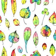 Watercolor seamless pattern with hand drawn autumn leaves