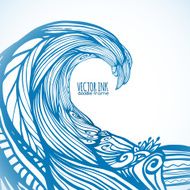 Blue ornate doodle wave vector background N3