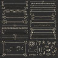 Vintage hand drawn design elements set 5 on dark