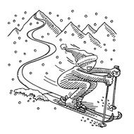 Happy Skiing Winter Sport Drawing