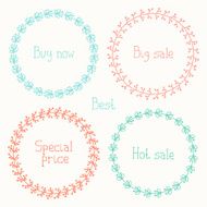 Set of badges and elements Sale tag Doodle frames Lettering N2
