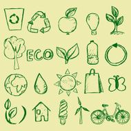 Handdrawn vector ecology icons