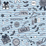 Vector in blue tones pattern on shopping themed design