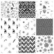 Christmas Doodles Seamless Background Set N2