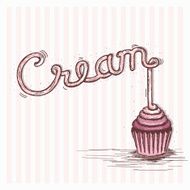 cream lettering with cupcake N2