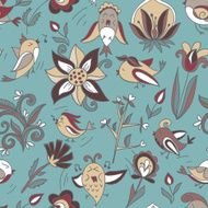 flowers and birds seamless texture pattern N18