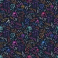 Neon Pattern on shopping themed design with different elements