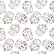 Seamless pattern with hand drawn cupcakes N3