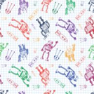 Vector hand draw robot on exersize book Eps10 N8