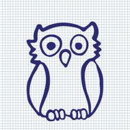 Hand Drawn Owl on a Sheet of Exercise Book N4